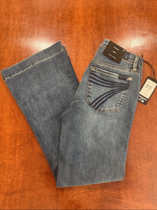 7 For All Mankind Denim - 7 For All Mankind Dojo Slim Illusion Wide Hemmed Flare Jeans - Medium Wash